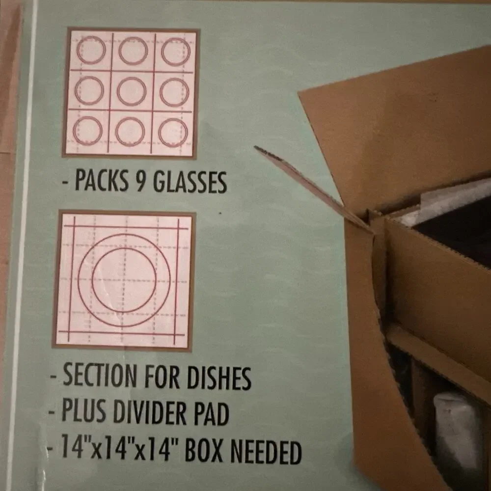 Dish and Glass Partition Set for Shipping Lot of 4 Cardboard Dividers And Pads